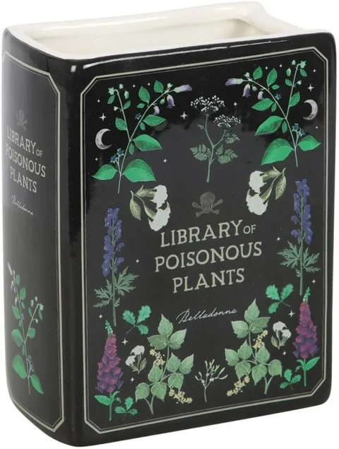 Vase livre en céramique noire, thème plantes toxiques