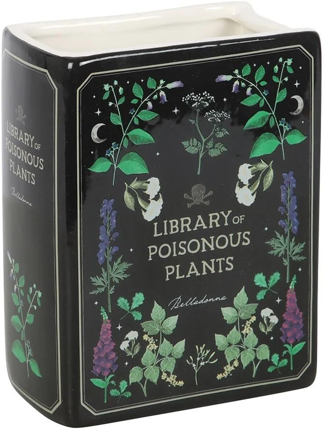 Vase livre en céramique noire, thème plantes toxiques