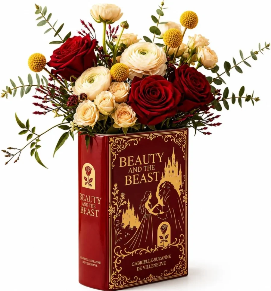 Vase livre en céramique rouge, La Belle et la Bête