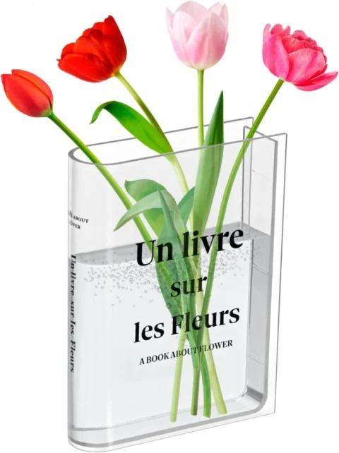 Vase livre en plastique transparent, forme oblongue