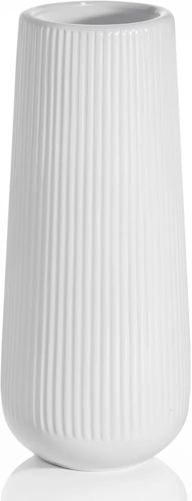 Vase oblong en céramique blanche pour pampa, 20 cm