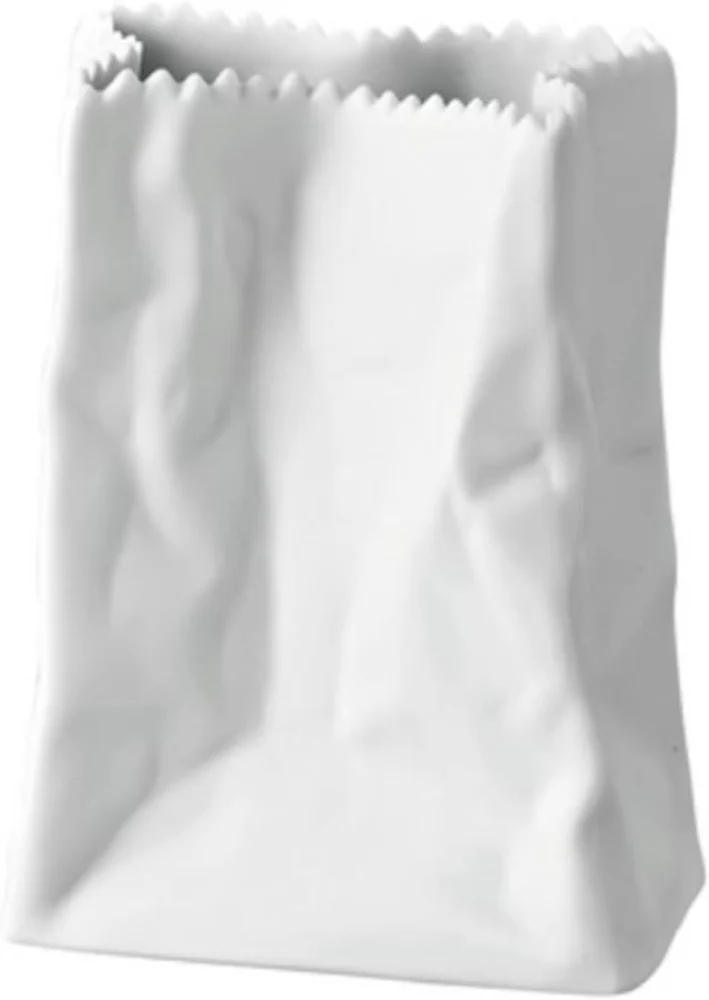 Vase rectangulaire miniature en porcelaine blanche, 9 cm