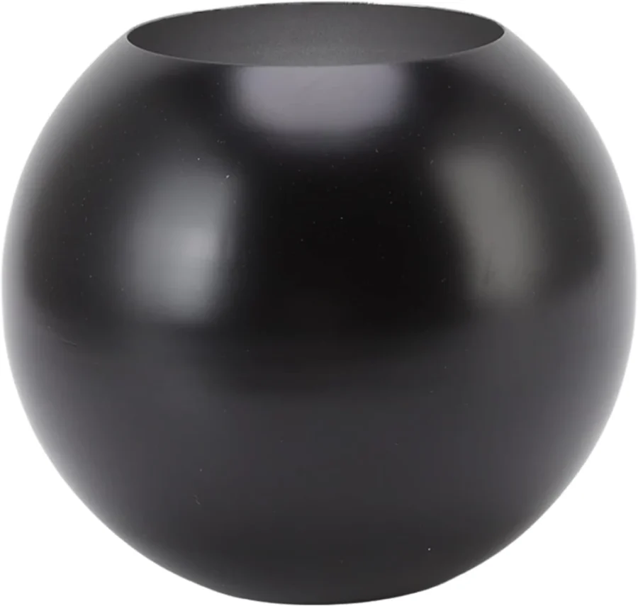 Vase rond en acier inoxydable noir mat, 14 cm
