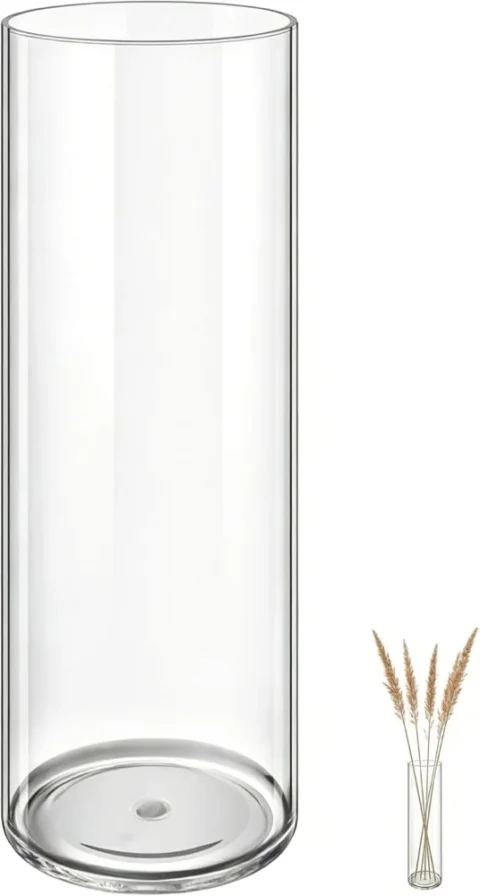 Vase rond en acrylique transparent incassable, 40 cm