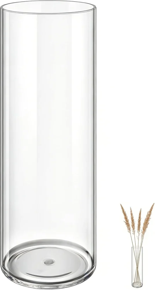 Vase rond en acrylique transparent incassable, 40 cm