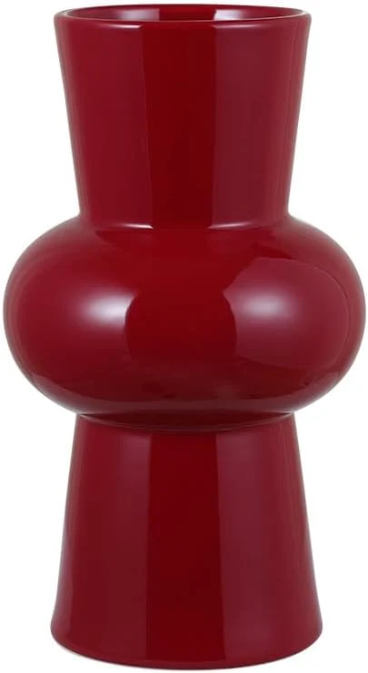 Vase rond en céramique bordeaux, 20 cm de hauteur