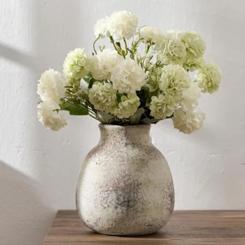 Vase rond en terre cuite marron naturel, 15,5 cm