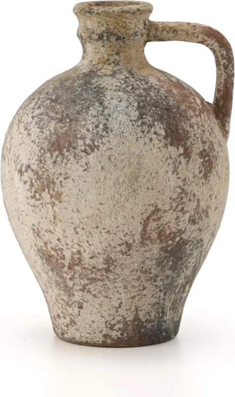 Vase rustique en terre cuite avec poignée, 21 cm