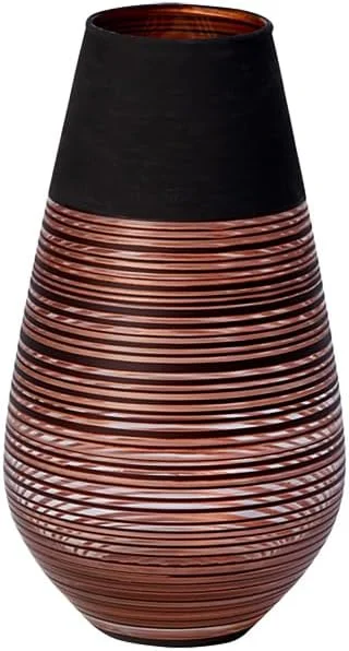 Vase soliflore bombé cristal noir et bronze, 18 cm