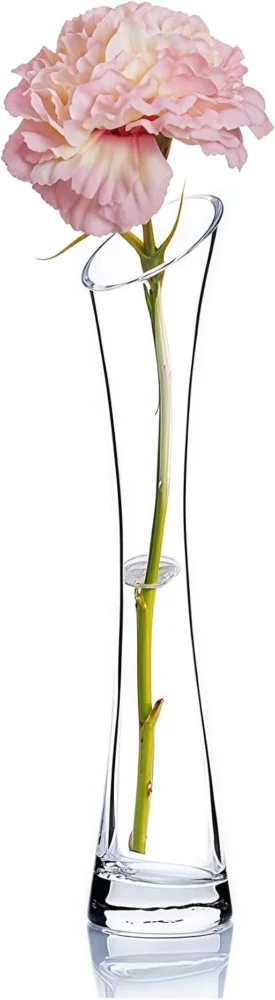 Vase soliflore en verre à bouche oblique, 20 cm