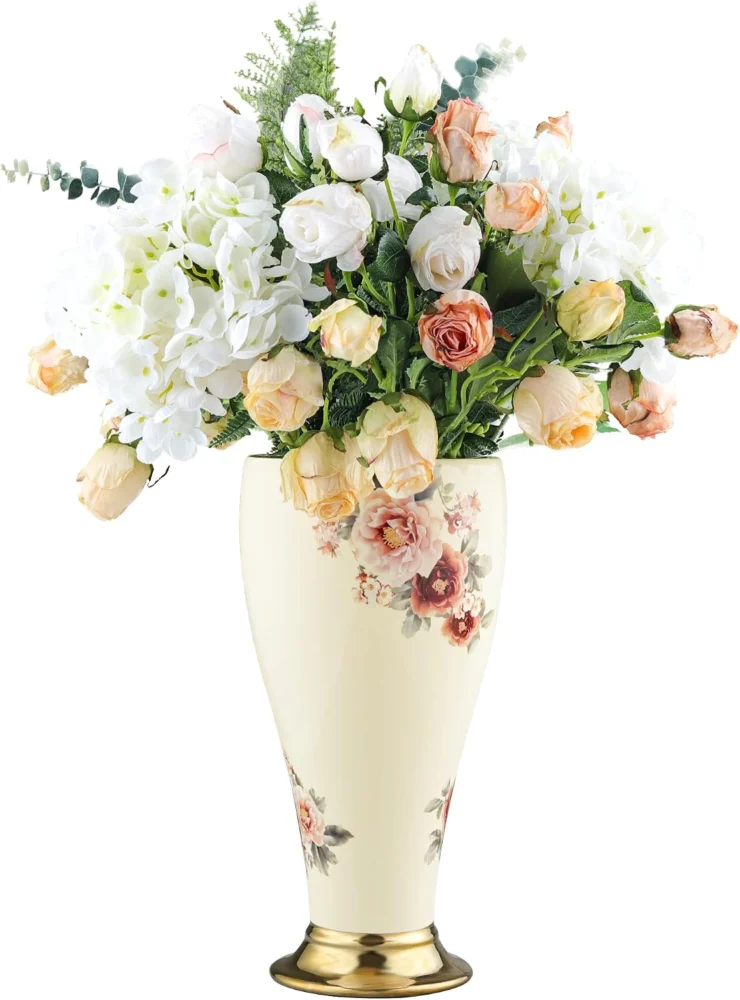 Vase vintage en porcelaine dorée, fait main, 30 cm
