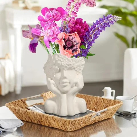Vase visage blanc en céramique, forme féminine, type A