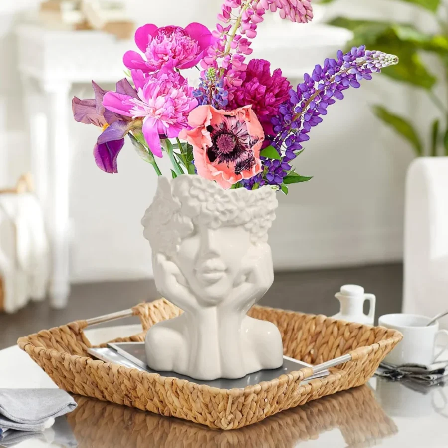 Vase visage blanc en céramique, forme féminine, type A