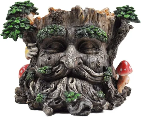 Visage décoratif en résine pour tronc d'arbre, 14 cm